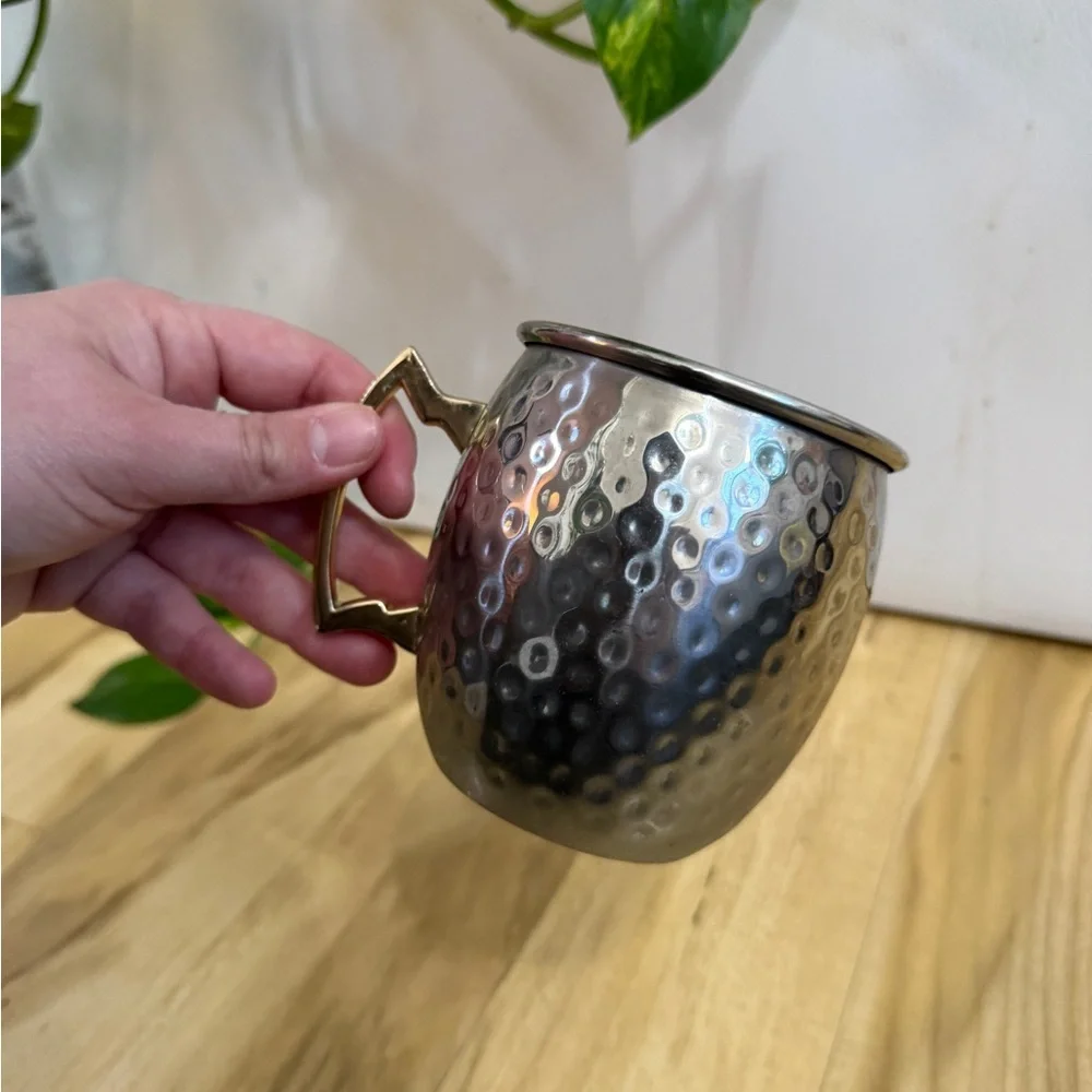 Silver Hammered Mug with Gold Handle